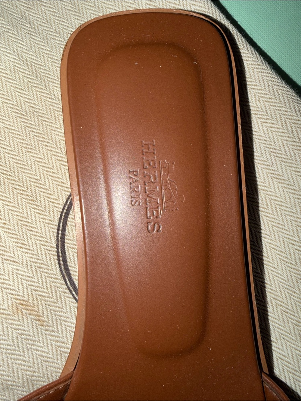 Hermes Brown Oran Leather Slide Sandals - Picture 3 of 5
